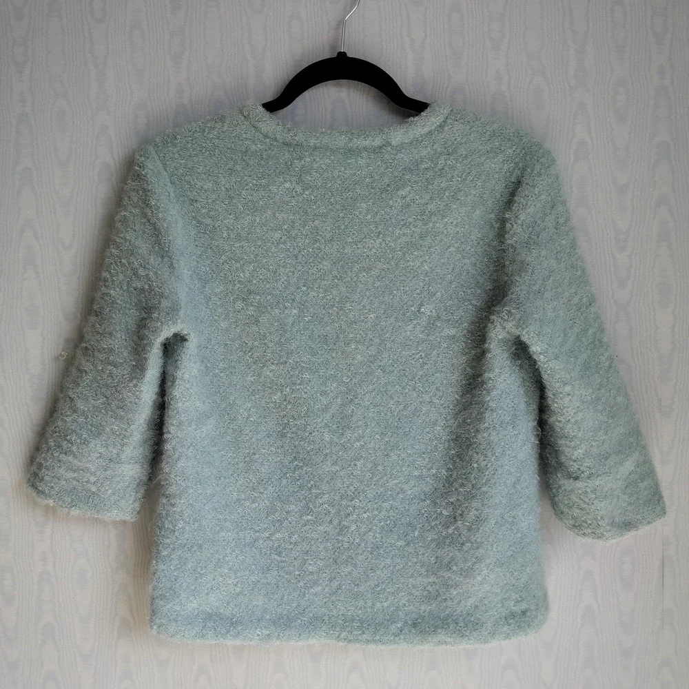 Vintage 1950s Skirt Set XS Handmade Fuzzy Light‎ Blue Pastel Jackie O Chic